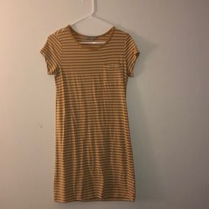 yellow and white stripe t-shirt dress